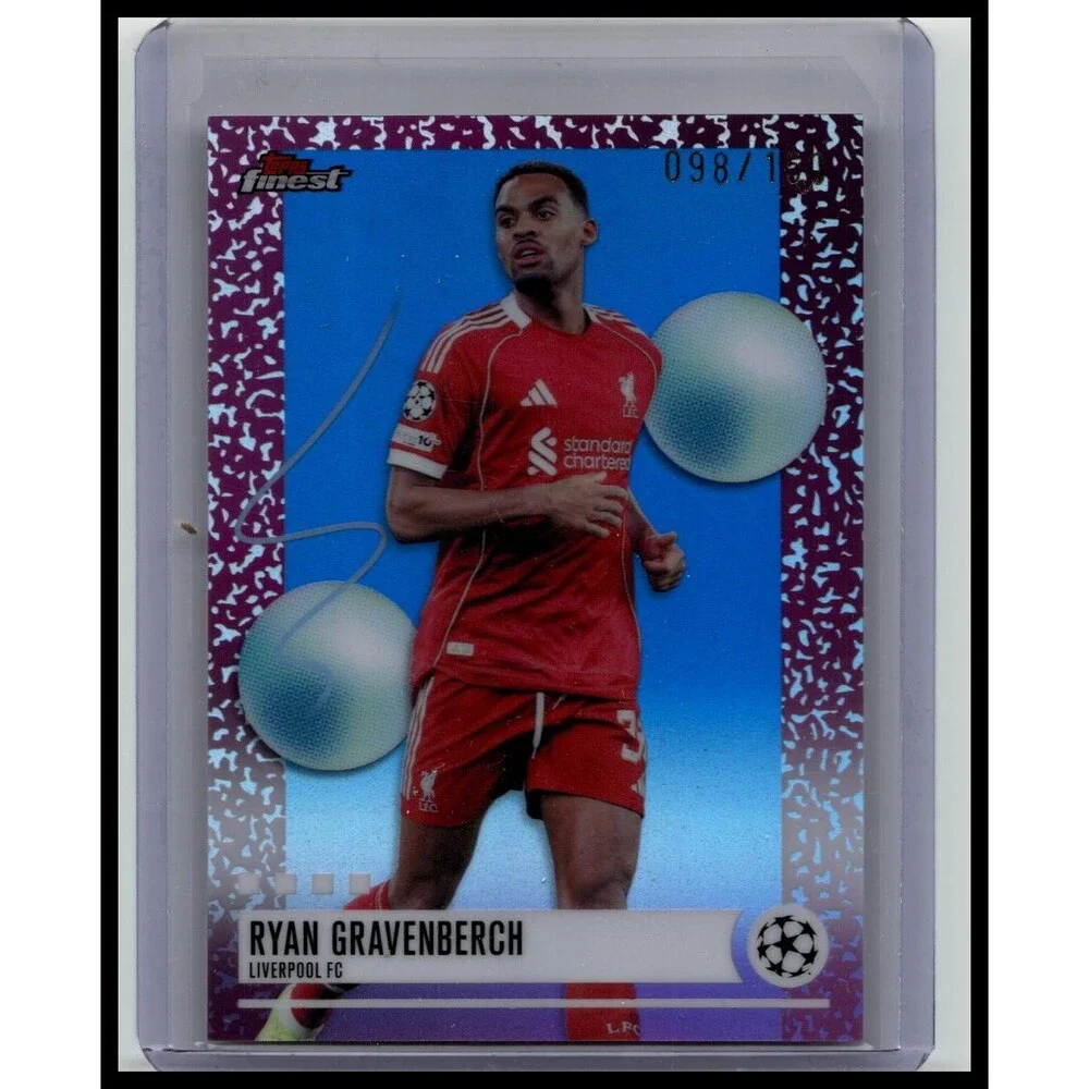 2025-26 Finest UEFA Ryan Gravenberch #365 Liverpool Blue Refractor #/150